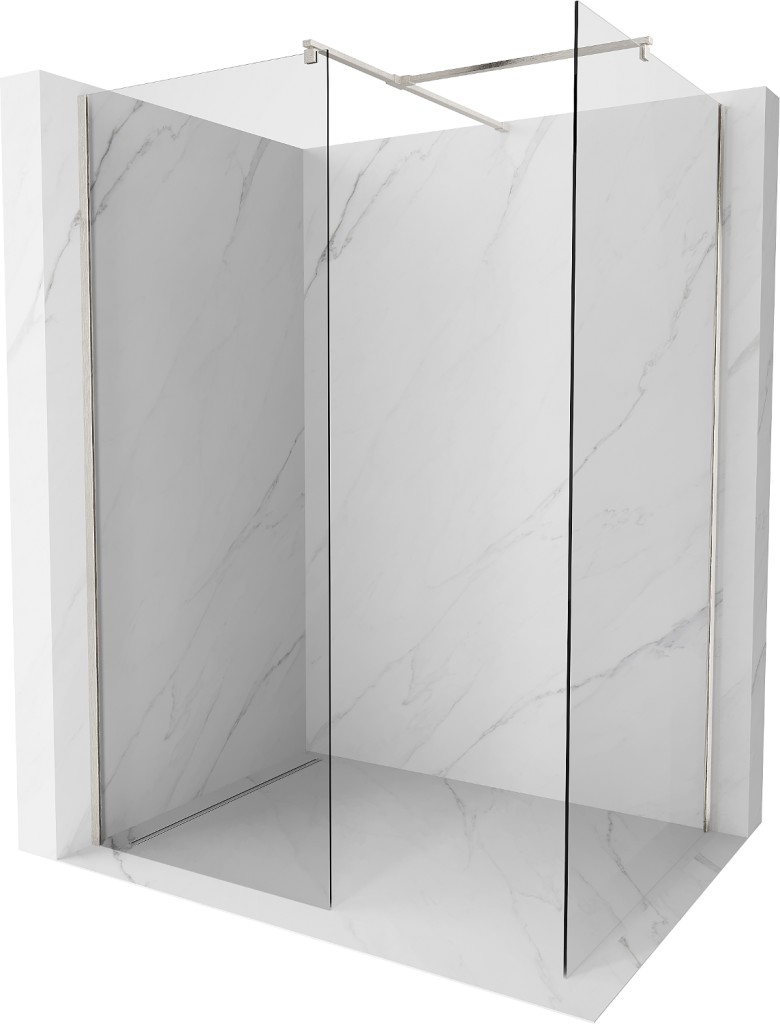MEXEN/S Kioto Sprchová zástěna WALK-IN 125 x 70, transparent, nikl kartáčovaný 800-125-202-97-00-070