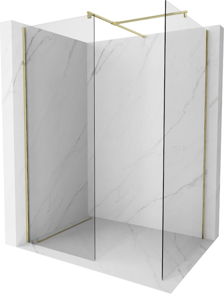 MEXEN/S Kioto Sprchová zástěna WALK-IN 70 x 75, transparent, zlatá 800-070-202-50-00-075