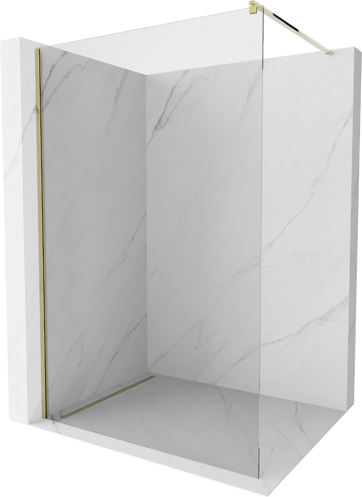 MEXEN/S Kioto Sprchová zástěna WALK-IN 75 x 200, transparent 8 mm, zlatá 800-075-101-50-00
