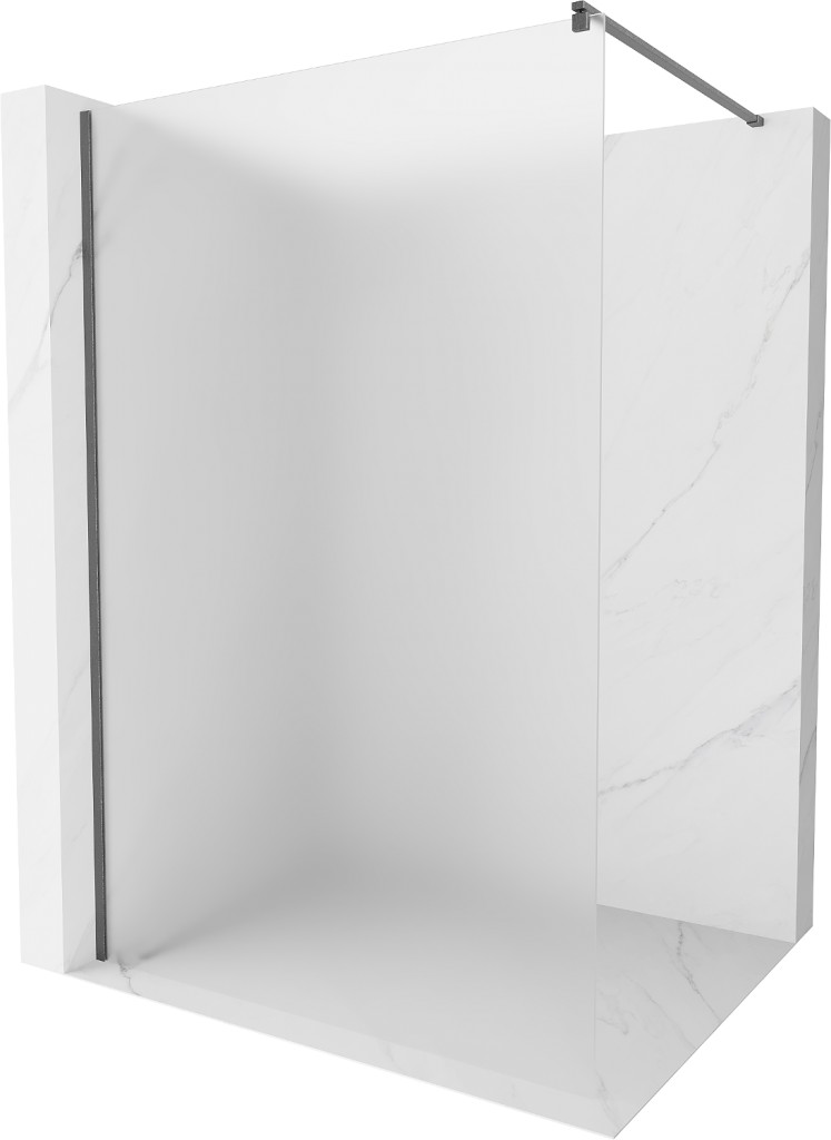 MEXEN/S Kioto Sprchová zástěna WALK-IN 80 x 200, dekor 8 mm, grafit kartáčovaná 800-080-101-66-30