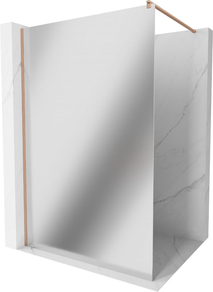 MEXEN/S Kioto Sprchová zástěna WALK-IN 80 x 200, zrcadlové 8 mm, měď kartáčovaná 800-080-101-65-50