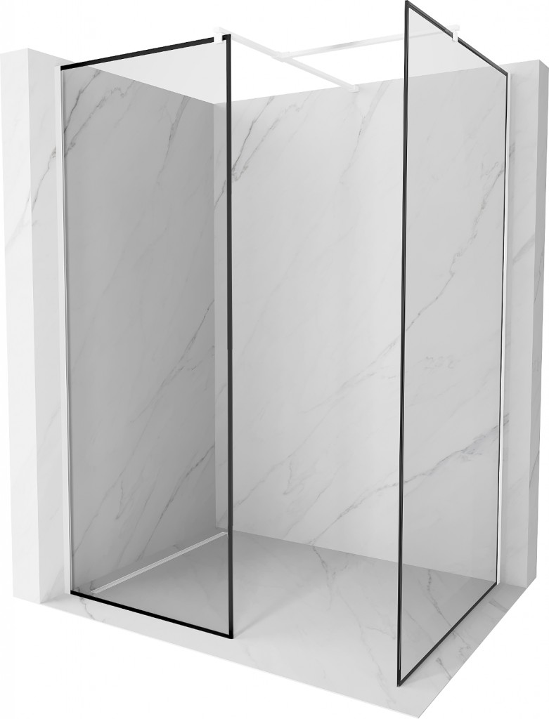 MEXEN/S Kioto Sprchová zástěna Walk-in 80 x 70, černý vzor, bílá 800-080-202-20-70-070