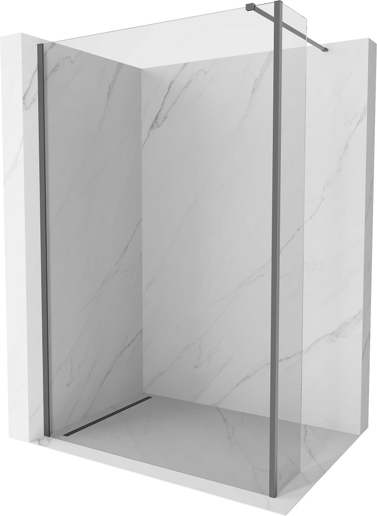 MEXEN/S Kioto Sprchová zástěna WALK-IN 90 x 30, transparent, grafit metal 800-090-212-95-00-030