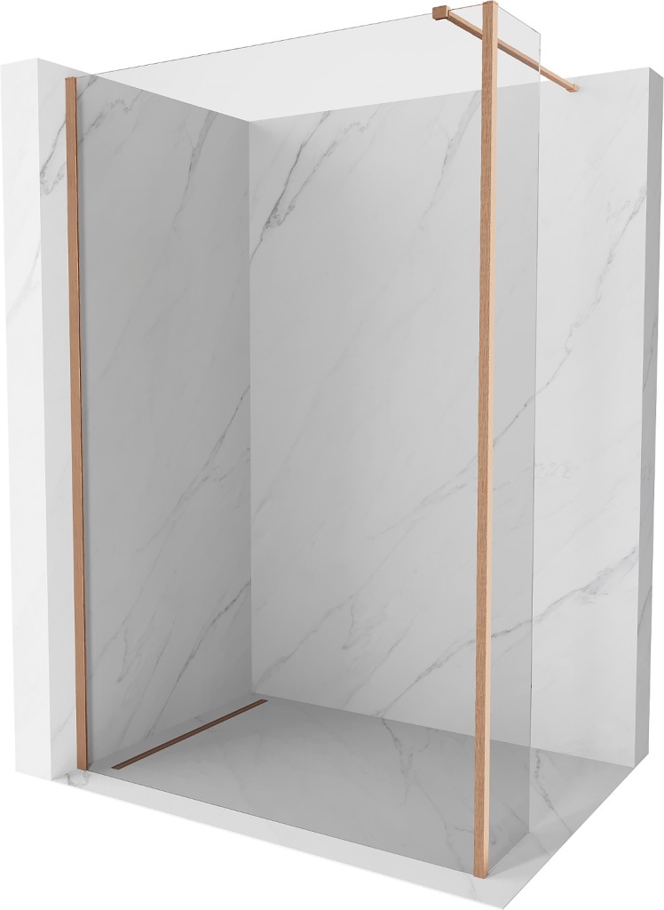 MEXEN/S Kioto Sprchová zástěna WALK-IN 90 x 30, transparent, měď kartáčovaná 800-090-212-65-00-030
