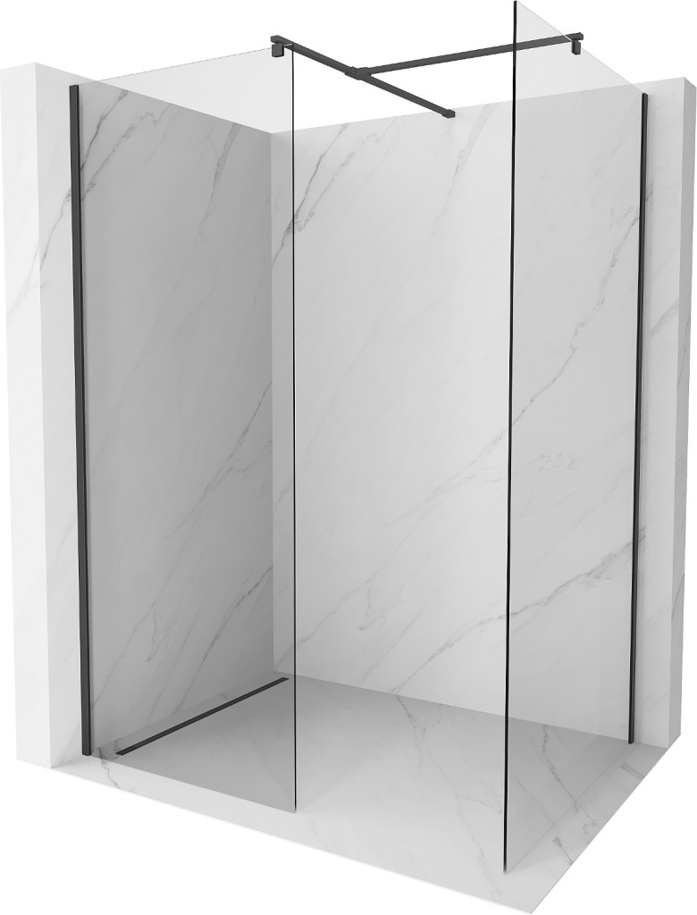 MEXEN/S Kioto Sprchová zástěna WALK-IN 90 x 75, transparent, černá 800-090-202-70-00-075