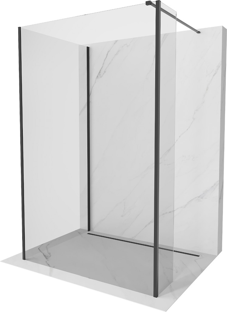 MEXEN/S Kioto Sprchová zástěna WALK-IN 90 x 85 x 40, transparent, černá 800-090-085-221-70-00-040