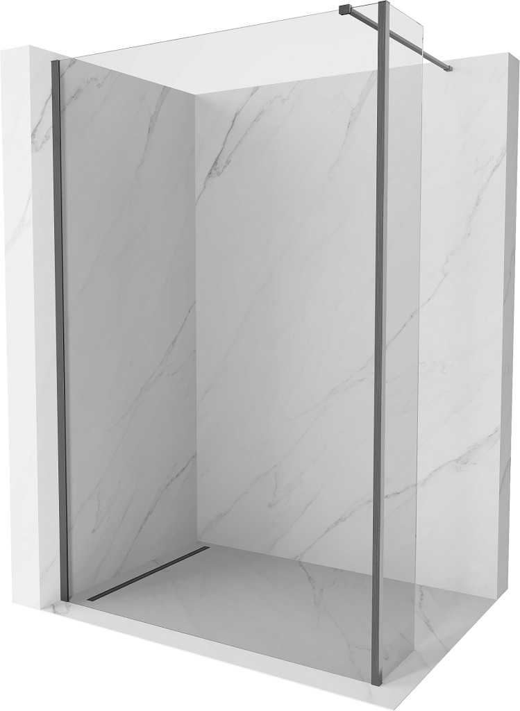 MEXEN/S Kioto Sprchová zástěna WALK-IN 95 x 30, transparent, grafit kartáčovaná 800-095-212-66-00-030