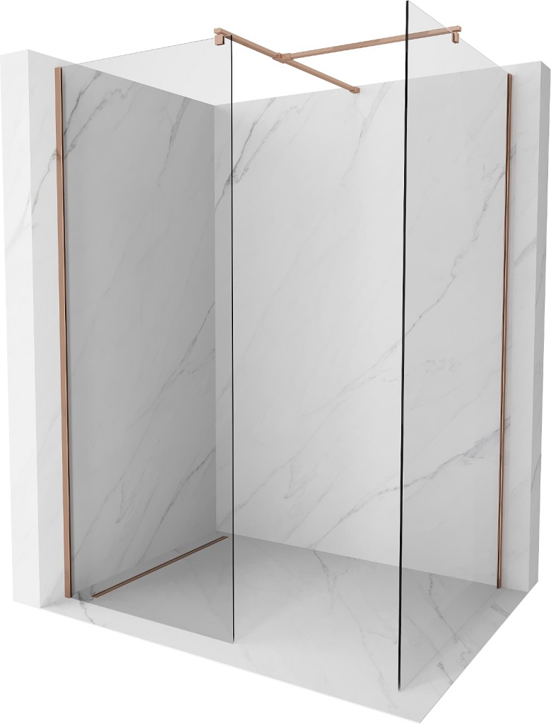 MEXEN/S Kioto Sprchová zástěna WALK-IN 95 x 70, transparent, růžové zlato 800-095-202-60-00-070