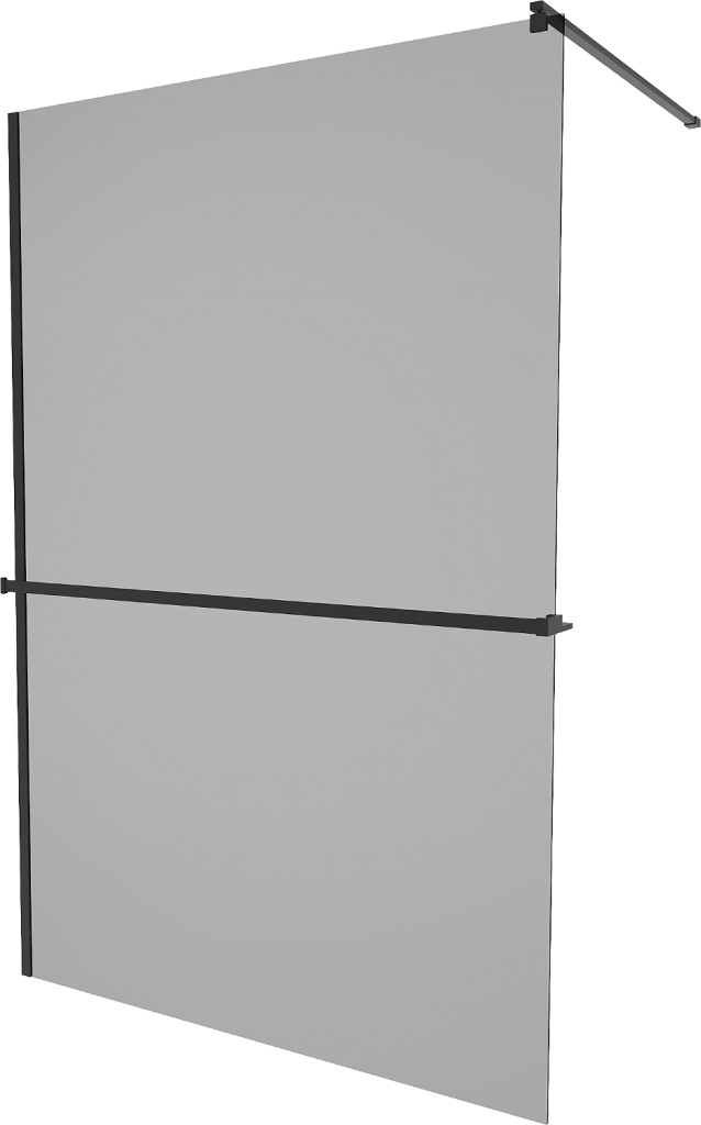 MEXEN/S KIOTO Sprchová zástěna WALK-IN s poličkou a držákem ručníků 70 x 200, grafit 8 mm, černá 800-070-121-70-40