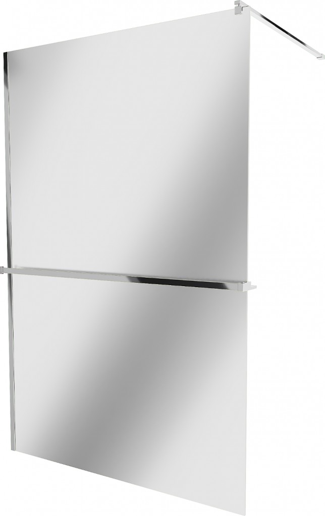 MEXEN/S KIOTO Sprchová zástěna WALK-IN s poličkou a držákem ručníků 70 x 200, zrcadlové 8 mm, chrom 800-070-121-01-50