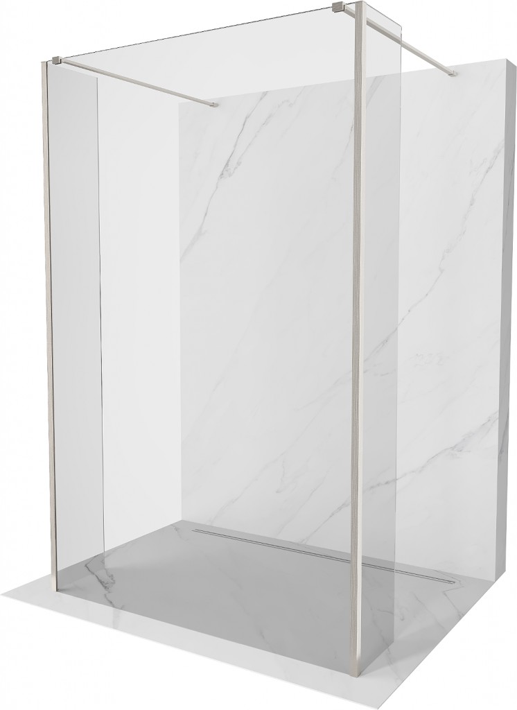 MEXEN/S Kioto Sprchová zástěna WALK-IN volněstojící 100 x 30 x 30, transparent, nikl kartáčovaná 800-100-030-222-97-00-030