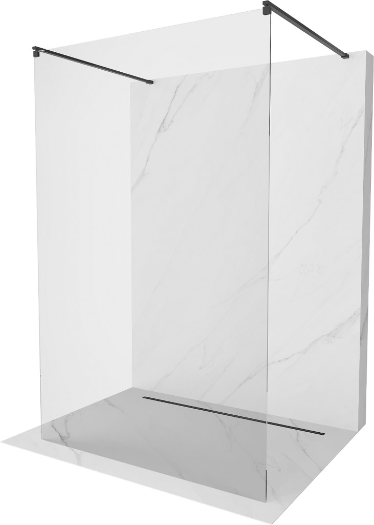 MEXEN/S Kioto Sprchová zástěna WALK-IN volněstojící 105 x 200, transparent 8 mm, černá 800-105-002-70-00