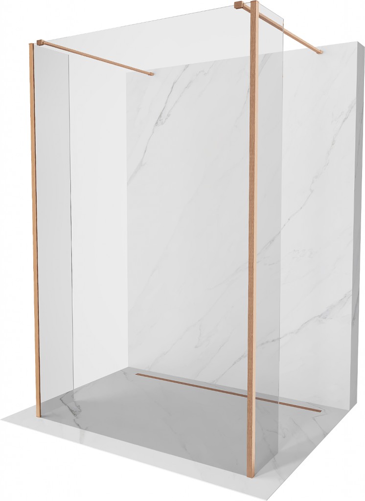 MEXEN/S Kioto Sprchová zástěna WALK-IN volněstojící 105 x 30 x 30, transparent, měď kartáčovaná 800-105-030-222-65-00-030