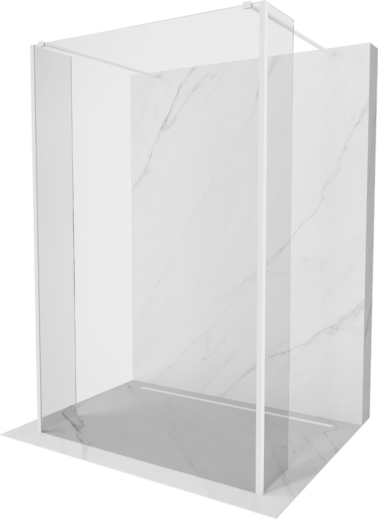 MEXEN/S Kioto Sprchová zástěna WALK-IN volněstojící 125 x 30 x 30, transparent, bílá 800-125-030-222-20-00-030