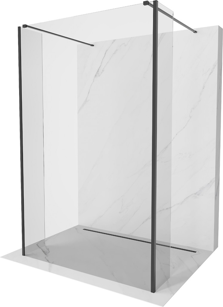 MEXEN/S Kioto Sprchová zástěna WALK-IN volněstojící 125 x 30 x 30, transparent, černá 800-125-030-222-70-00-030