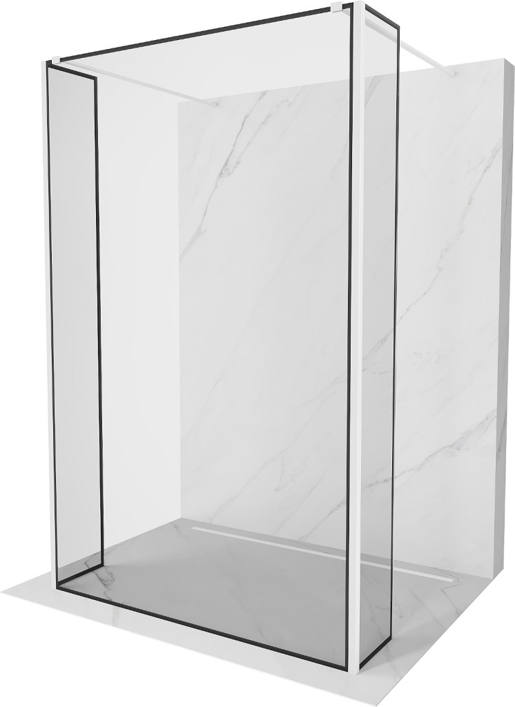 MEXEN/S Kioto Sprchová zástěna WALK-IN volněstojící 90 x 30 x 30, černý vzor, bílá 800-090-030-222-20-70-030