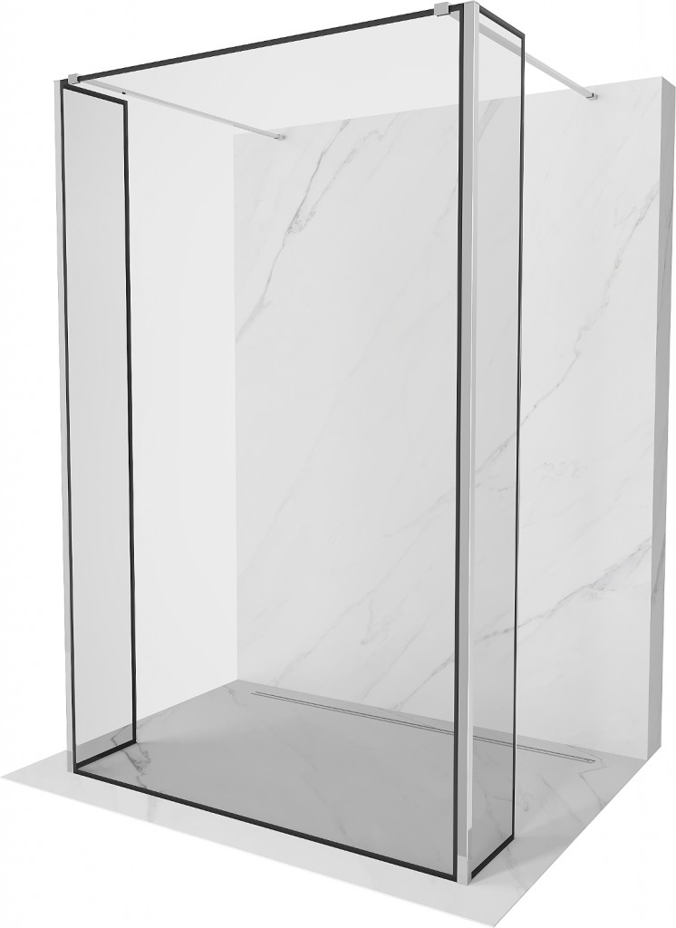 MEXEN/S Kioto Sprchová zástěna WALK-IN volněstojící 90 x 30 x 30, černý vzor, chrom 800-090-030-222-01-70-030