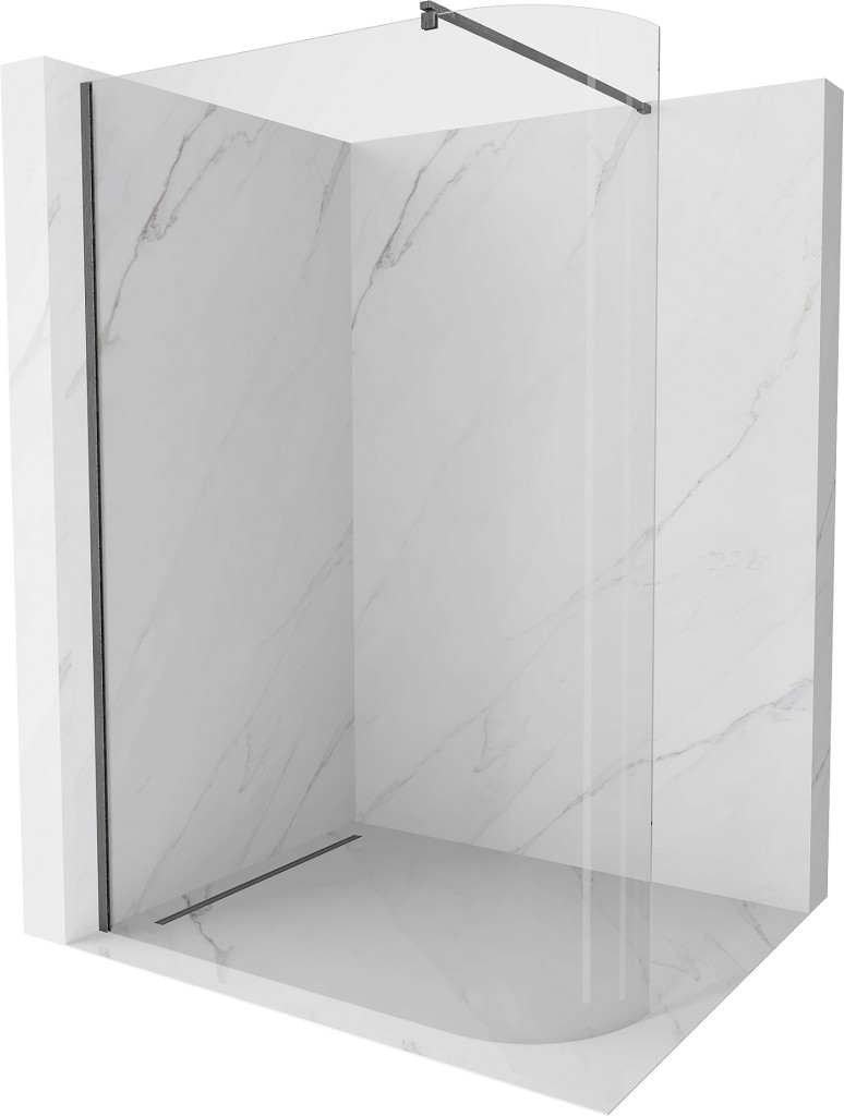 MEXEN/S Kioto Sprchová zástěna WALK-IN Walk-in 90 x 200, transparent 8 mm, grafit kartáčovaná 800-090-101-66-06