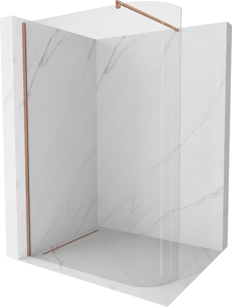 MEXEN/S Kioto Sprchová zástěna WALK-IN Walk-in 90 x 200, transparent 8 mm, měď kartáčovaná 800-090-101-65-06