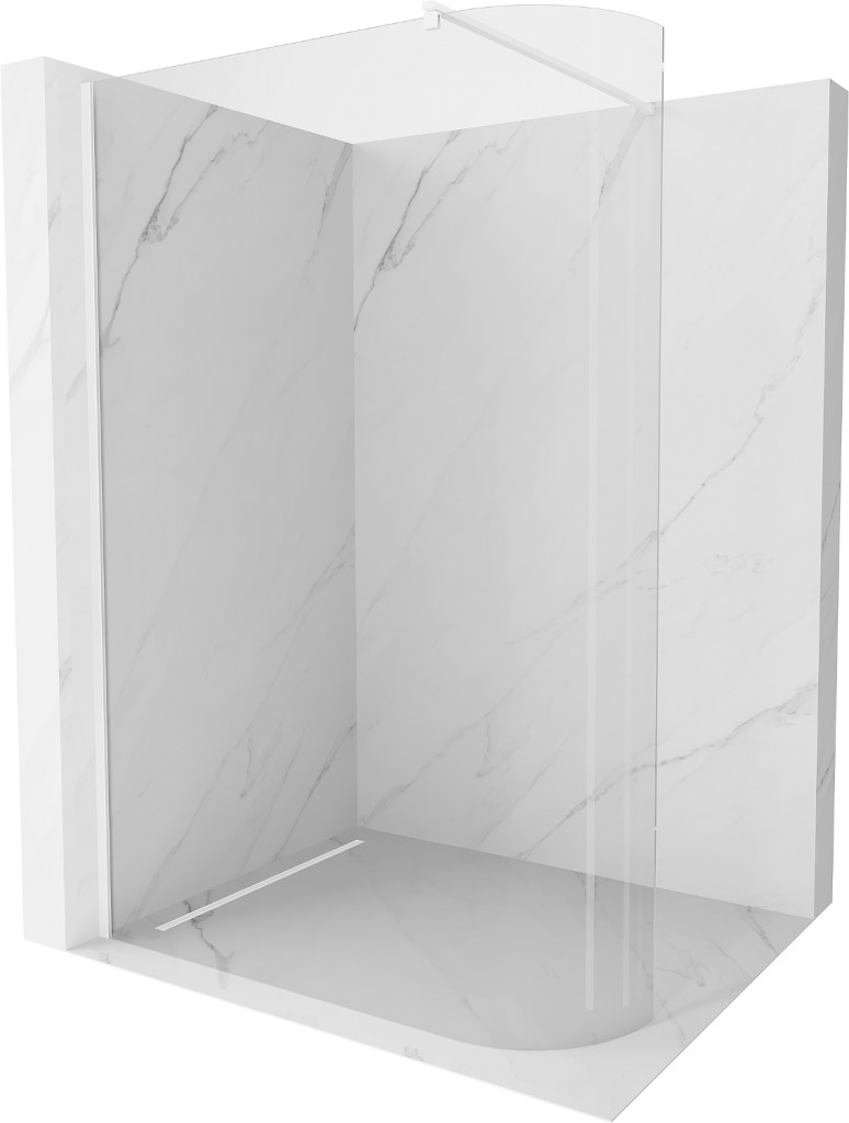 MEXEN/S Kioto Sprchová zástěna WALK-IN zaoblená 90 x 200, transparent 8 mm, bílá 800-080-101-20-06 800-090-101-20-06