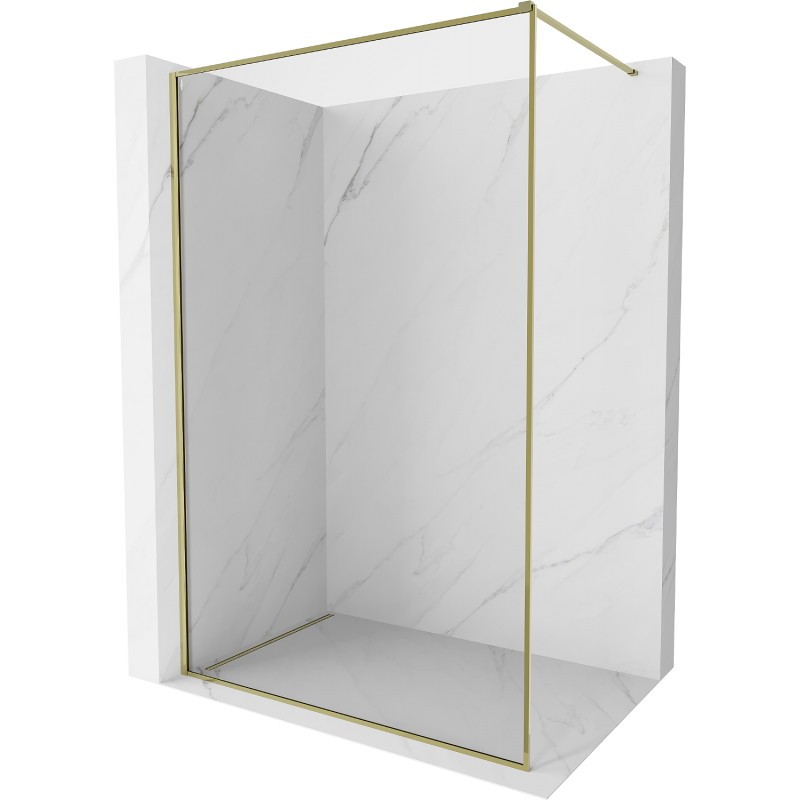 MEXEN/S Kioto-F Sprchová zástěna WALK-IN s rámem 125 x 202, transparent 8 mm, zlato 800-125-104-50-00