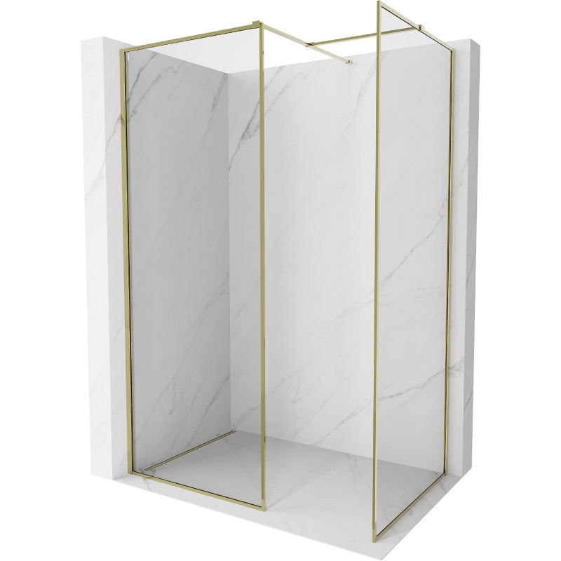 MEXEN/S Kioto-F Sprchová zástěna WALK-IN s rámem 135 x 120, transparent 8 mm, zlato 800-135-202-04-50-120