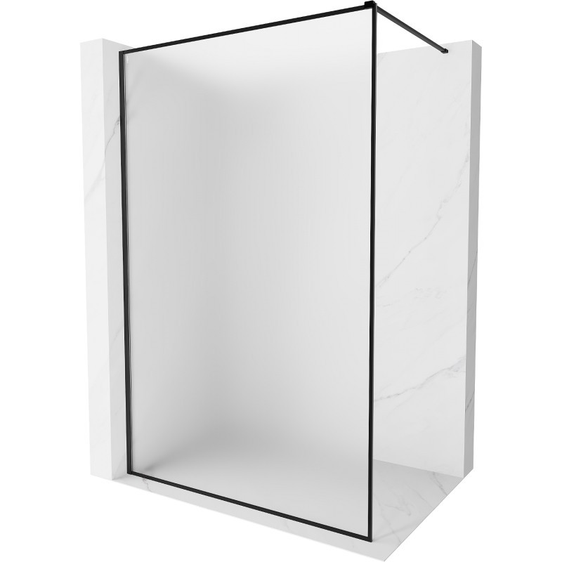 MEXEN/S Kioto-F Sprchová zástěna WALK-IN s rámem 140 x 202, dekor 8 mm, černá 800-140-104-70-30