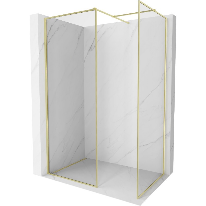 MEXEN/S Kioto-F Sprchová zástěna WALK-IN s rámem 150 x 100, transparent 8 mm, zlato kartáčovaná 800-150-202-04-55-100