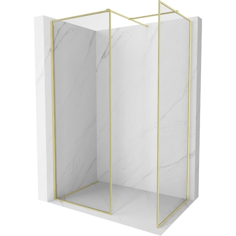 MEXEN/S Kioto-F Sprchová zástěna WALK-IN s rámem 150 x 110, transparent 8 mm, zlato kartáčovaná 800-150-202-04-55-110