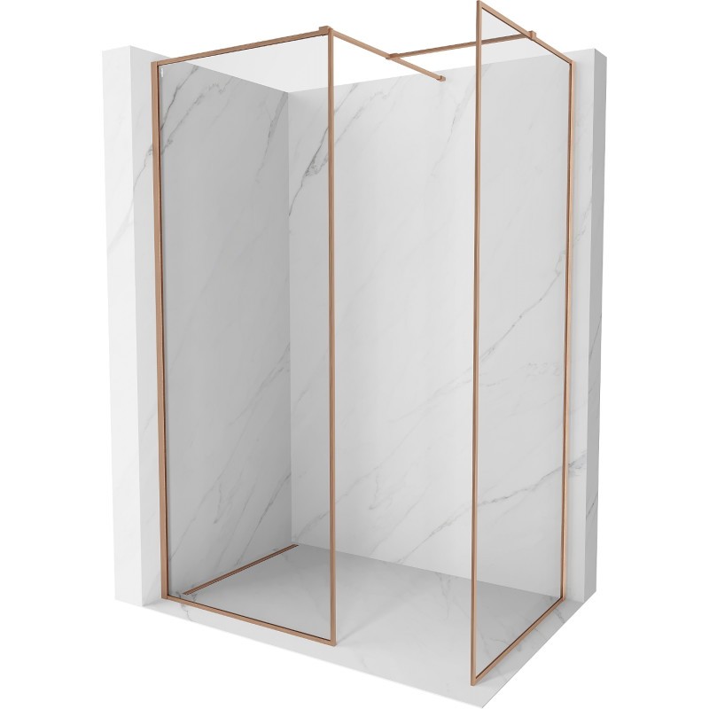 MEXEN/S Kioto-F Sprchová zástěna WALK-IN s rámem 170 x 85, transparent 8 mm, měď kartáčovaná 800-170-202-04-65-085