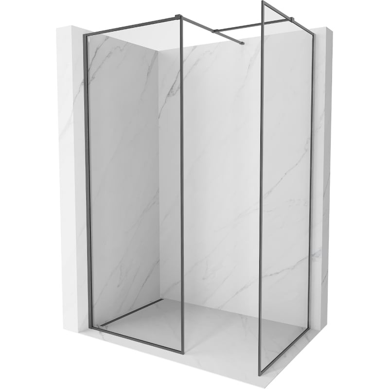 MEXEN/S Kioto-F Sprchová zástěna WALK-IN s rámem 180 x 110, transparent 8 mm, grafit kartáčovaná 800-180-202-04-66-110