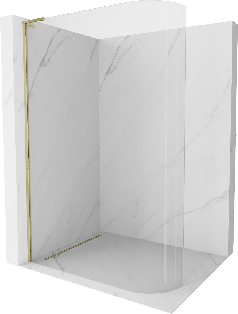 MEXEN/S KiotoL Sprchová zástěna WALK-IN 120 x 200, transparent, zlatá kartáčovaná 800-120-103-55-06