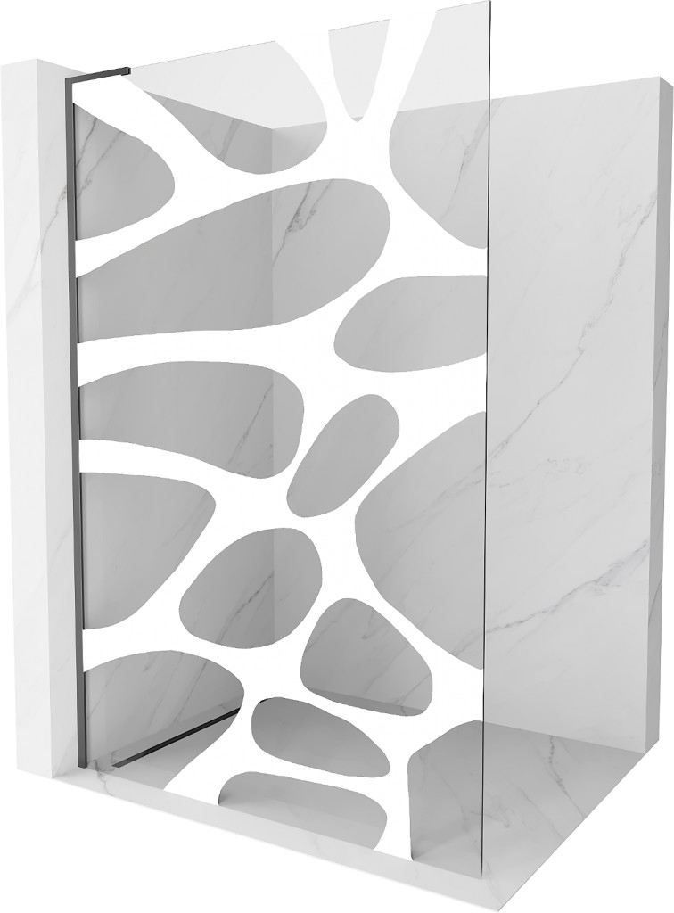 MEXEN/S KiotoL Sprchová zástěna WALK-IN 70 x 200, bílá vzor, grafit metal 800-070-103-95-97