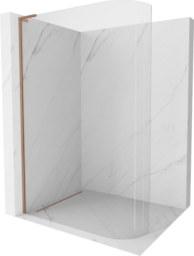 MEXEN/S KiotoL Sprchová zástěna WALK-IN Walk-in 90 x 200, transparent, měď kartáčovaná 800-090-103-65-06