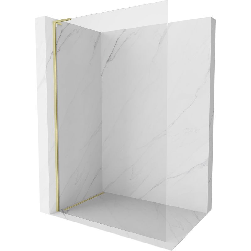 MEXEN/S Kioto-X L Sprchová zástěna WALK-IN 50 x 200, transparent 10 mm, zlato kartáčovaná 800-050-107-55-00-X