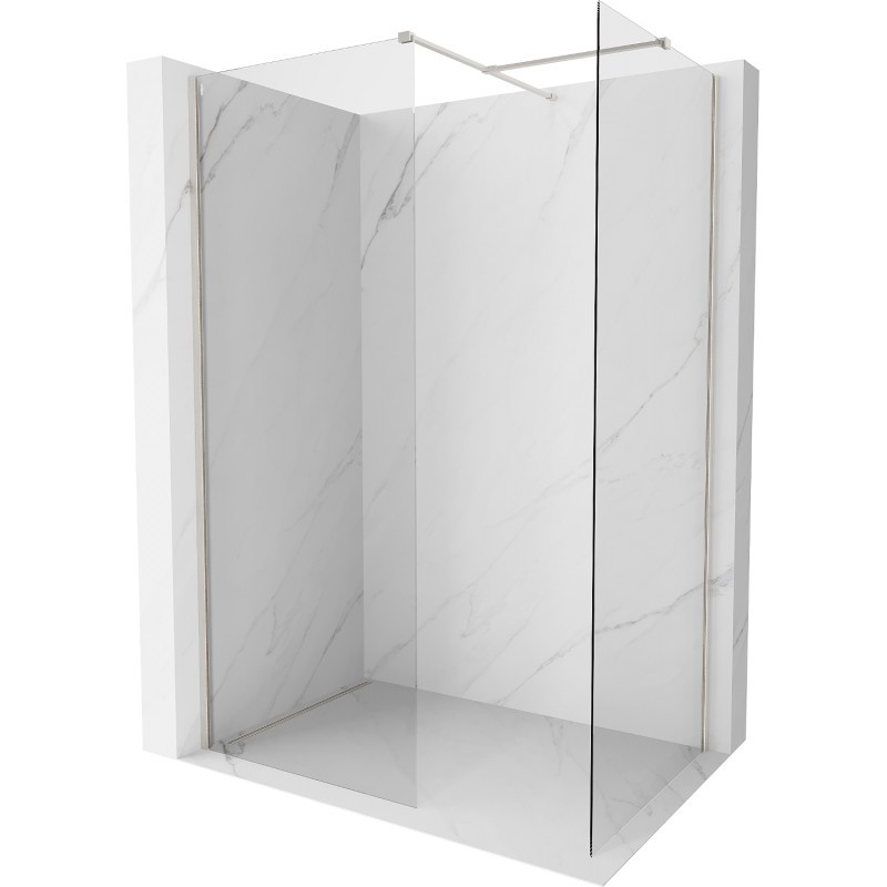 MEXEN/S Kioto-X Sprchová zástěna WALK-IN 100 x 100, transparent 10 mm, nikl kartáčovaný 800-100-202-97-00-100-X