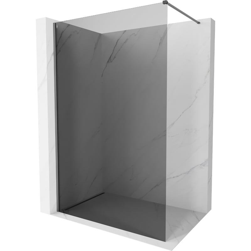 MEXEN/S Kioto-X Sprchová zástěna WALK-IN 110 x 200, grafit 10 mm, grafit metal 800-110-101-95-40-X