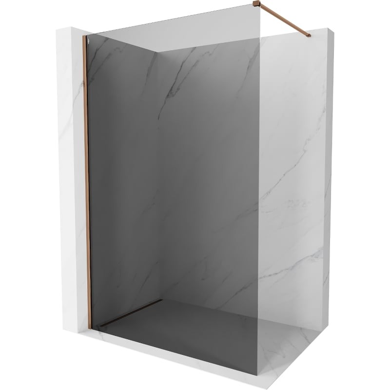 MEXEN/S Kioto-X Sprchová zástěna WALK-IN 50 x 200, grafit 10 mm, růžové zlato 800-050-101-60-40-X