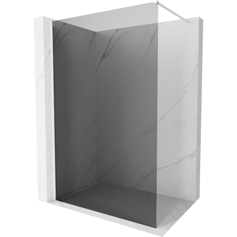 MEXEN/S Kioto-X Sprchová zástěna WALK-IN 70 x 200, grafit 10 mm, bílá 800-070-101-20-40-X