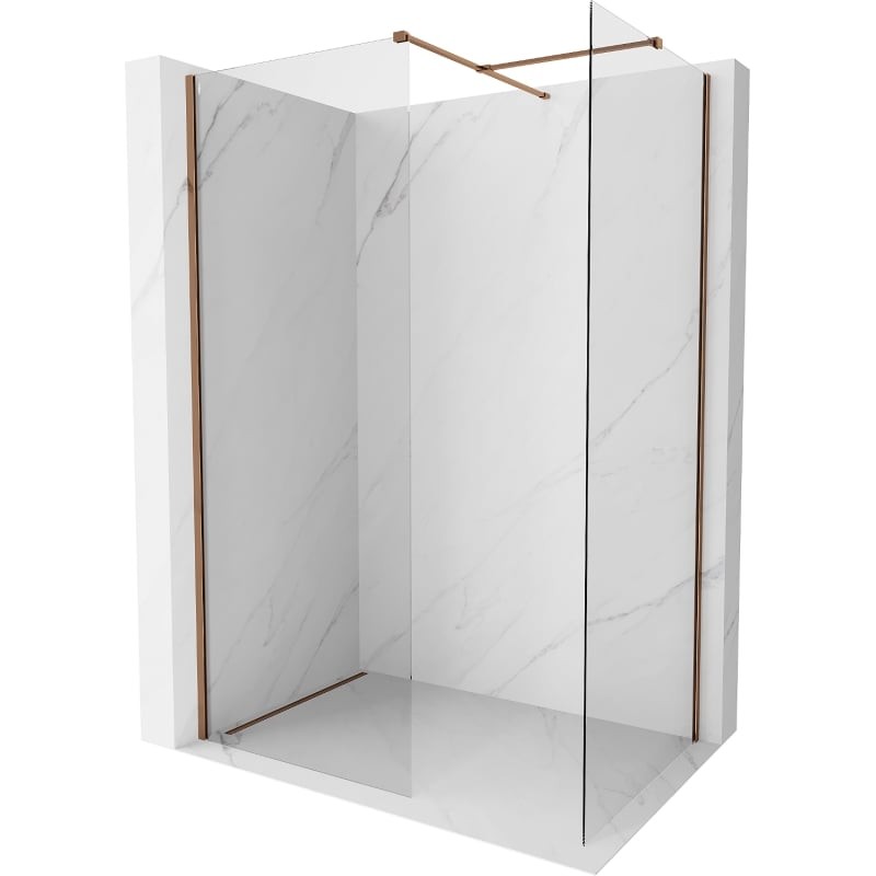 MEXEN/S Kioto-X Sprchová zástěna WALK-IN 70 x 70, transparent 10 mm, růžové zlato 800-070-202-60-00-070-X