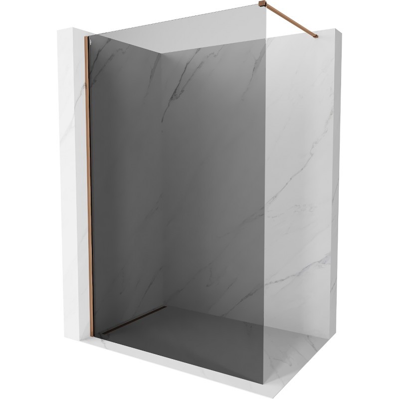 MEXEN/S Kioto-X Sprchová zástěna WALK-IN 80 x 200, grafit 10 mm, růžové zlato 800-080-101-60-40-X