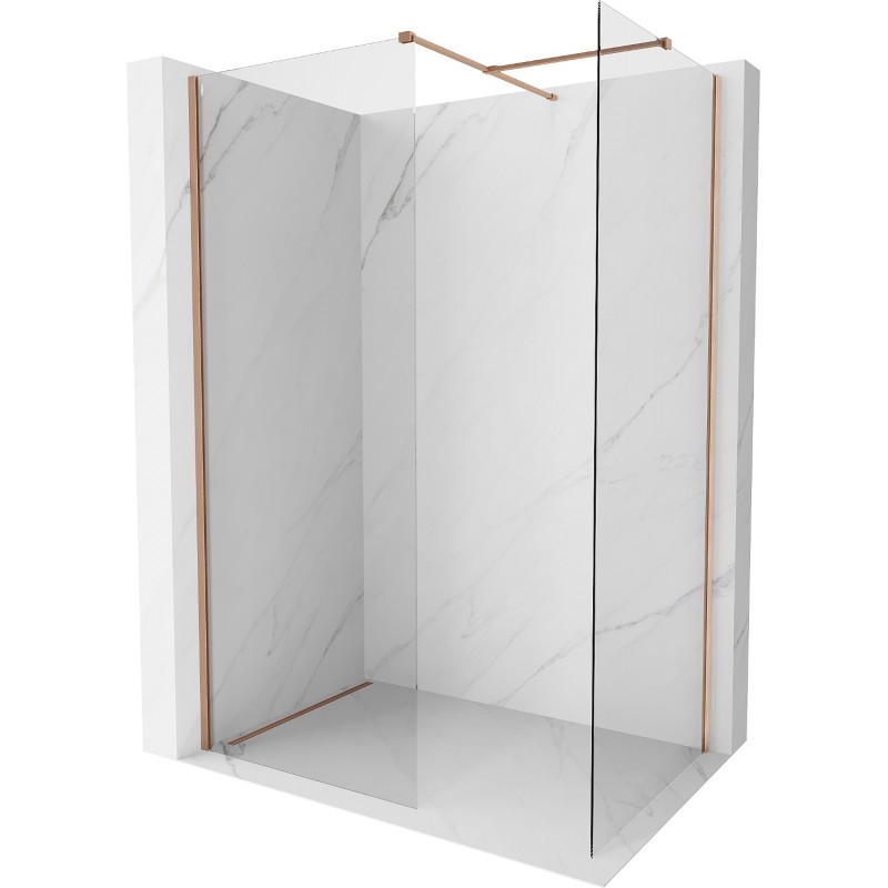 MEXEN/S Kioto-X Sprchová zástěna WALK-IN 80 x 70, transparent 10 mm, měď kartáčovaná 800-080-202-65-00-070-X