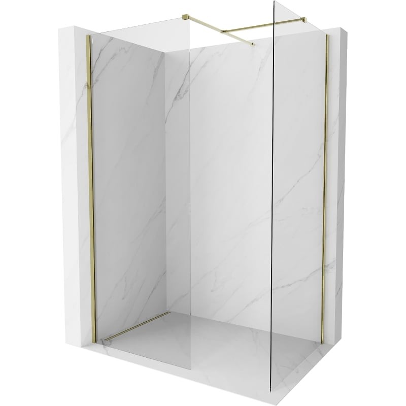 MEXEN/S Kioto-X Sprchová zástěna WALK-IN 80 x 70, transparent 10 mm, zlato 800-080-202-50-00-070-X