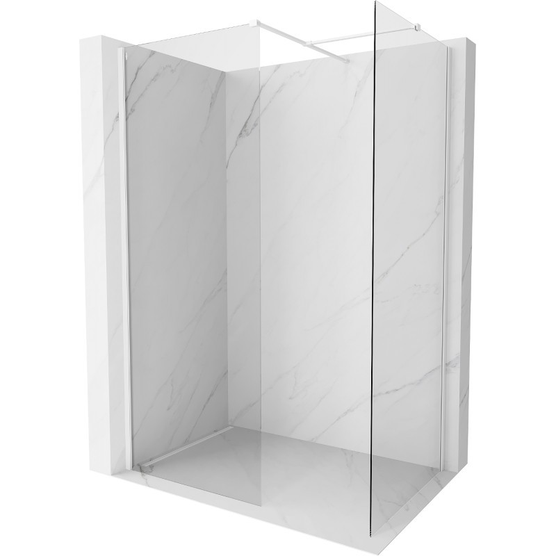 MEXEN/S Kioto-X Sprchová zástěna WALK-IN 80 x 80, transparent 10 mm, bílá 800-080-202-20-00-080-X