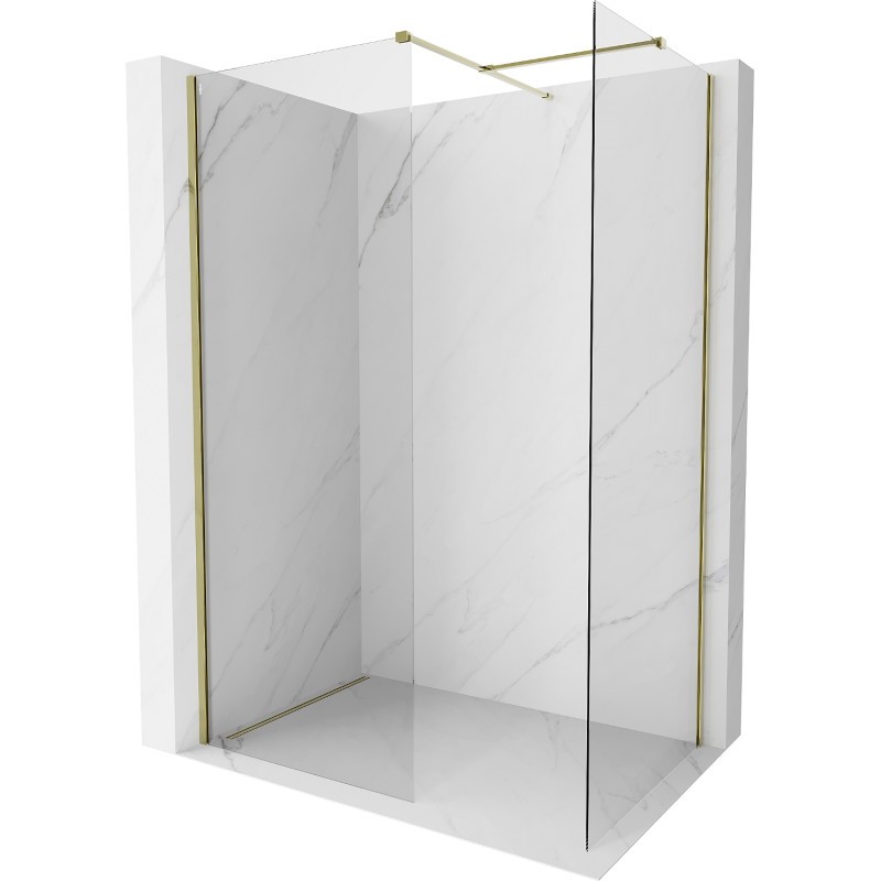 MEXEN/S Kioto-X Sprchová zástěna WALK-IN 80 x 80, transparent 10 mm, zlato 800-080-202-50-00-080-X