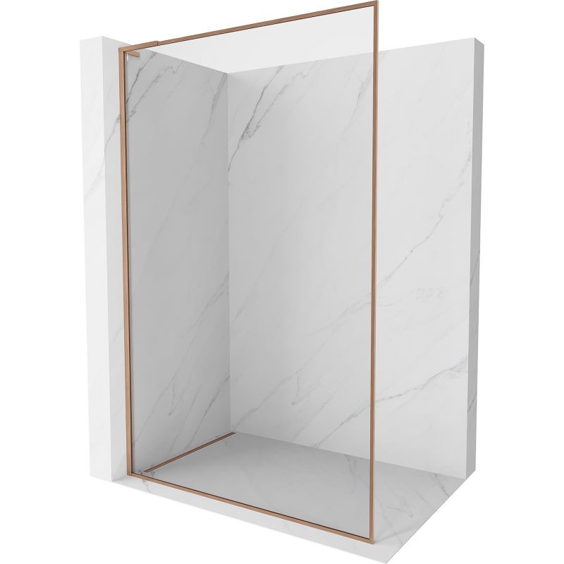 MEXEN/S Kioto-XF L Sprchová zástěna WALK-IN s rámem 60 x 202, transparent 10 mm, měď kartáčovaná 800-060-174-65-00-XF