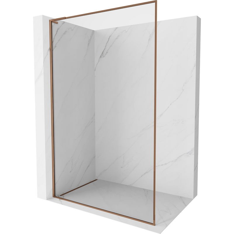 MEXEN/S Kioto-XF L Sprchová zástěna WALK-IN s rámem 80 x 202, transparent 10 mm, růžové zlato 800-080-174-60-00-XF