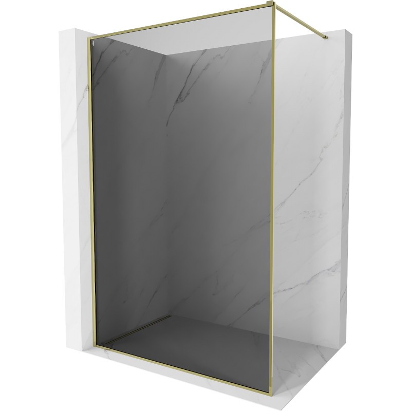 MEXEN/S Kioto-XF Sprchová zástěna WALK-IN s rámem 100 x 202, grafit 10 mm, zlato 800-100-104-50-40-X