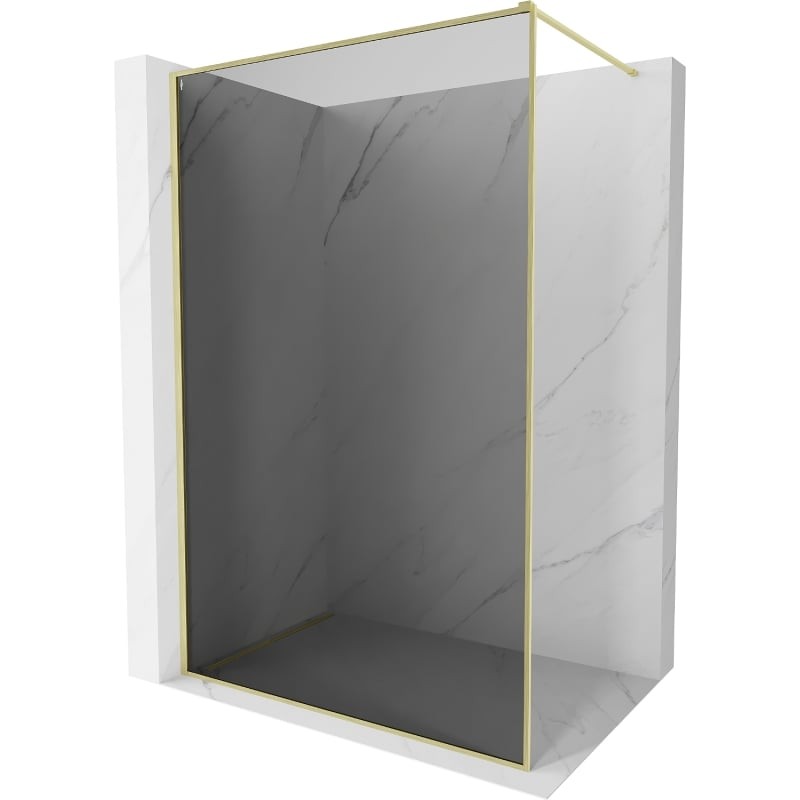 MEXEN/S Kioto-XF Sprchová zástěna WALK-IN s rámem 110 x 202, grafit 10 mm, zlato kartáčovaná 800-110-104-55-40-X