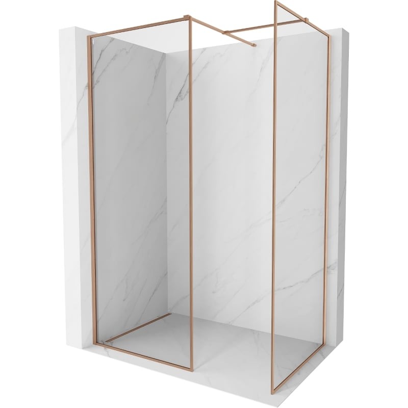 MEXEN/S Kioto-XF Sprchová zástěna WALK-IN s rámem 120x110, transparent 10 mm, měď kartáčovaná 800-120-202-04-65-110-XF